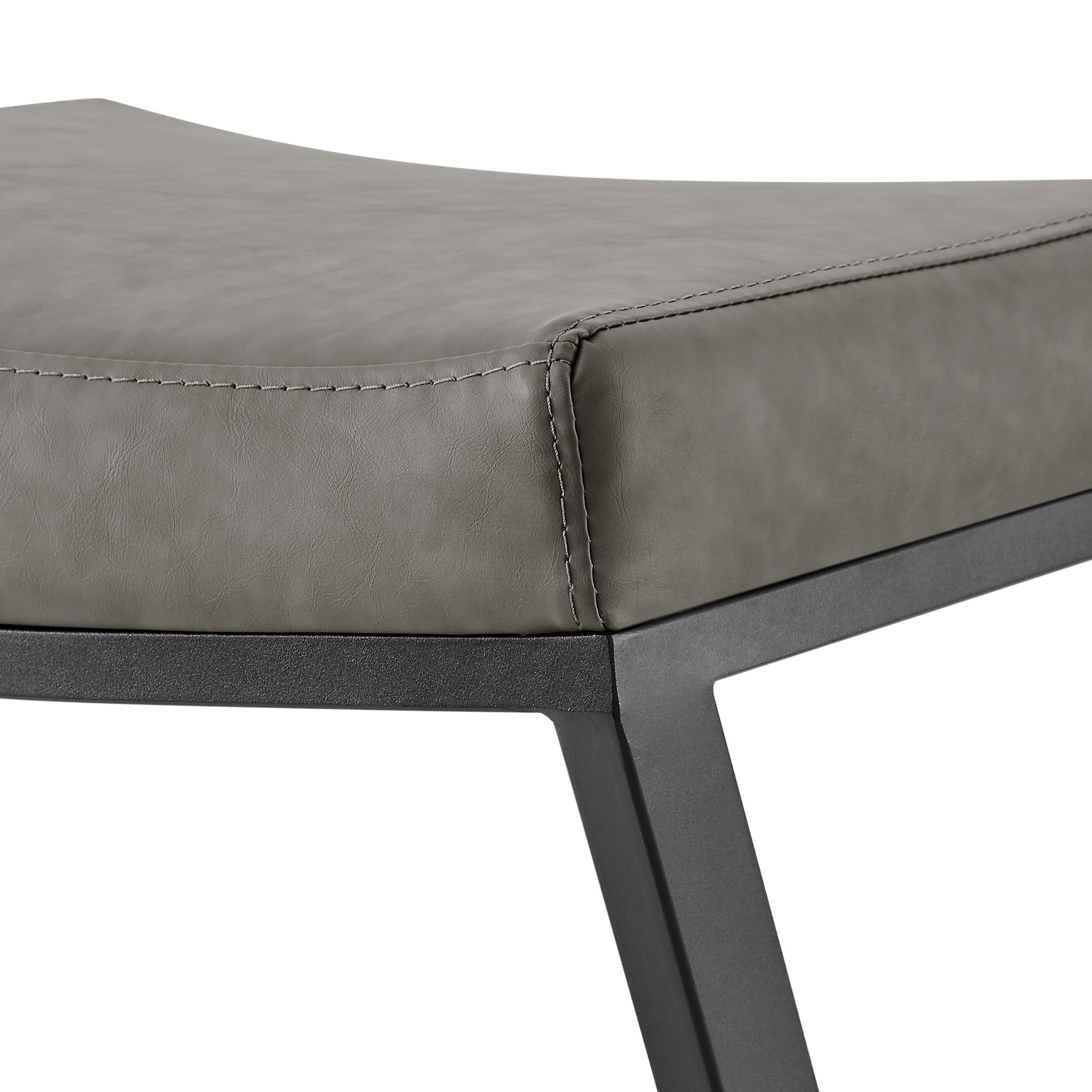 26" Gray and Black Faux Leather and Iron Backless Counter Height Bar Chair-8