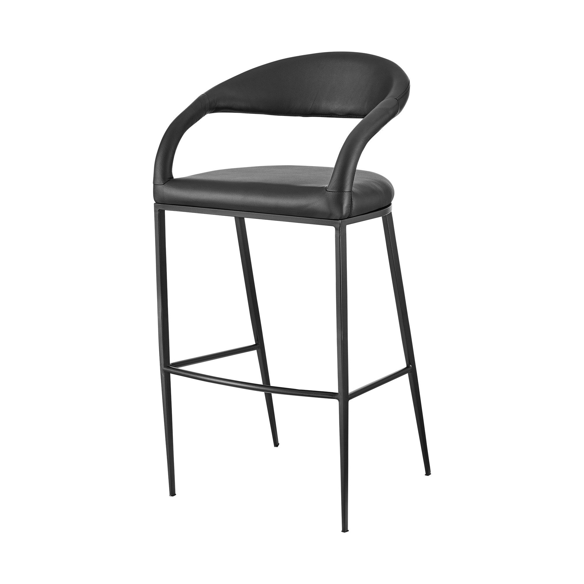 26" Black Faux Leather and Iron Low Back Counter Height Bar Chair-5