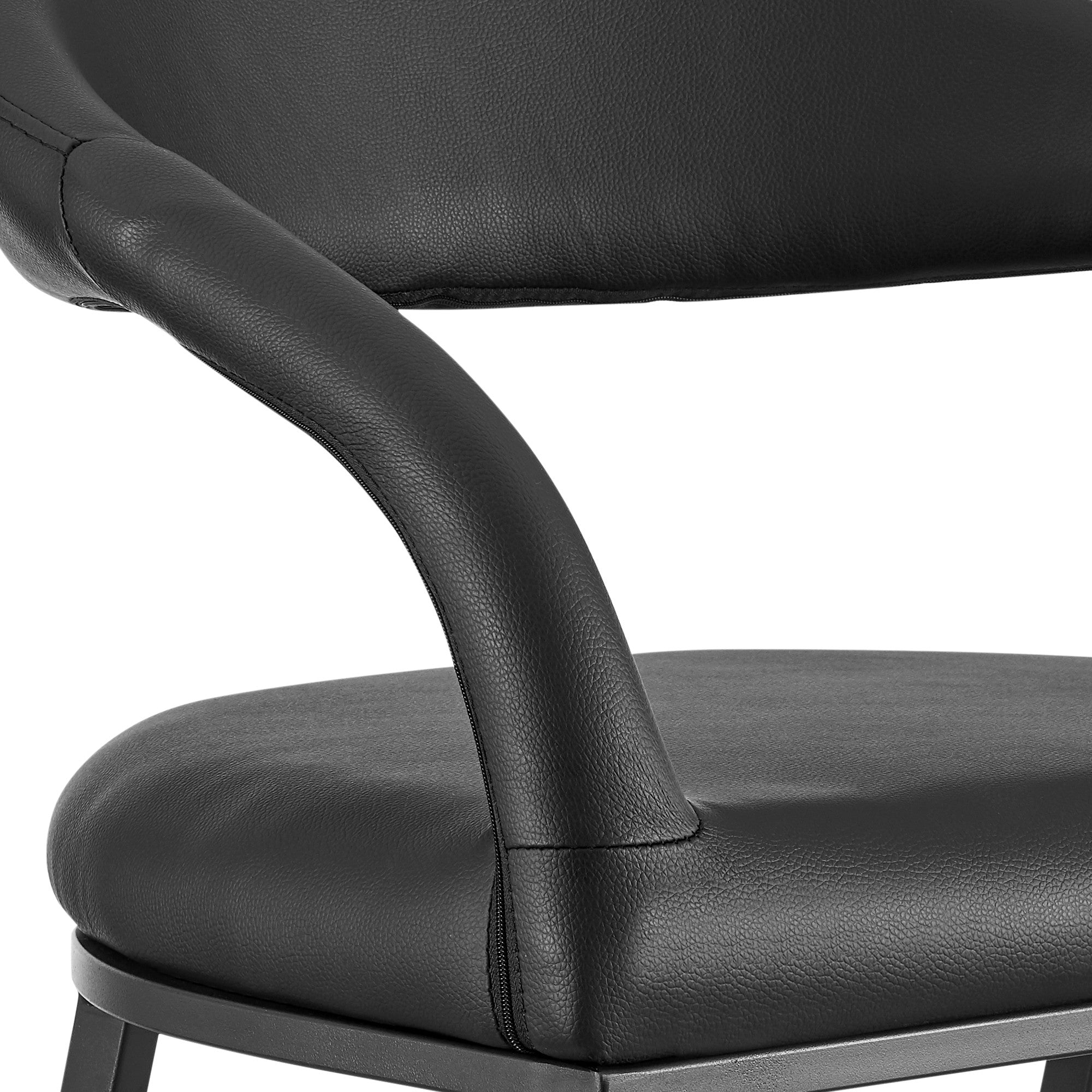 26" Black Faux Leather and Iron Low Back Counter Height Bar Chair-8