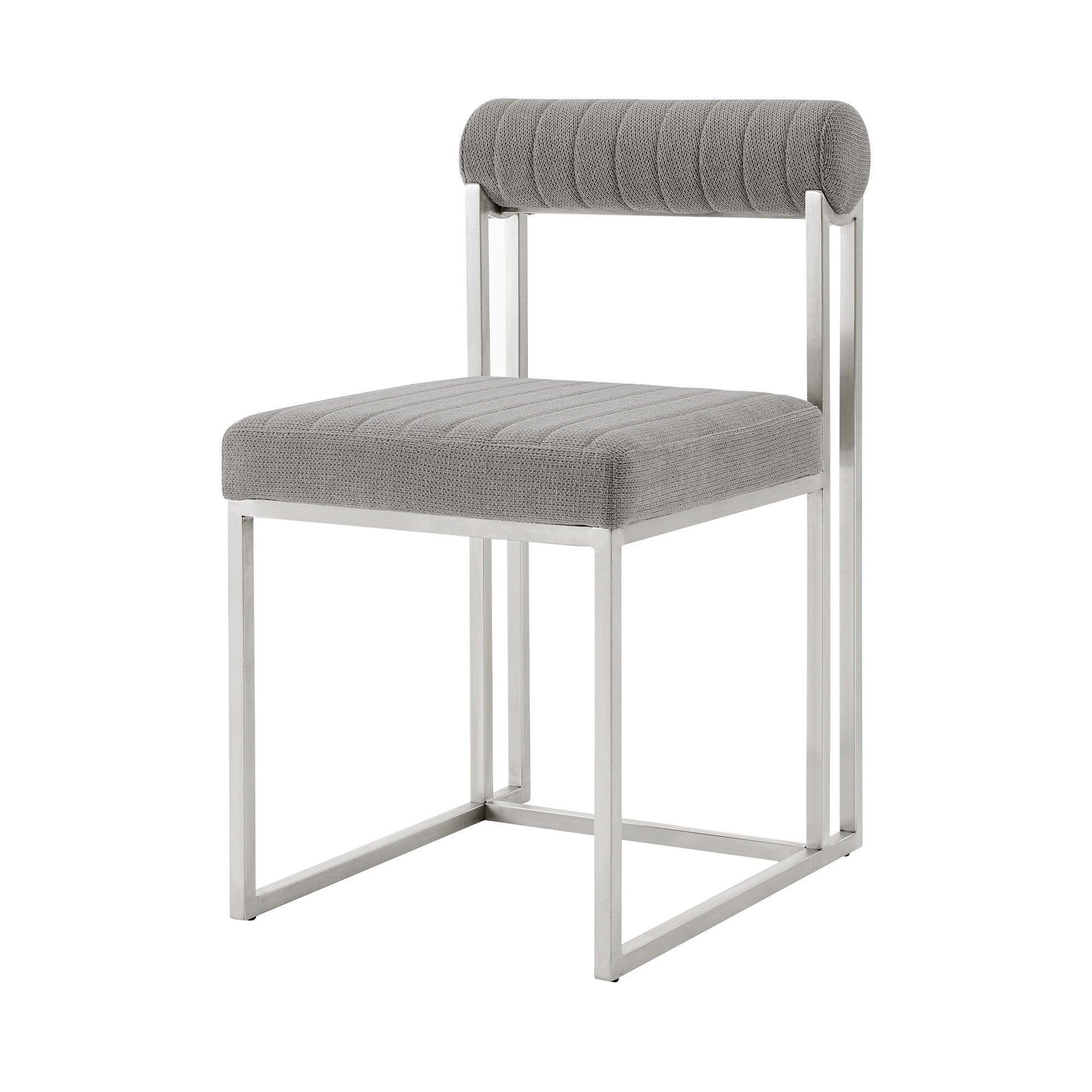 Set of Two Gray And Silver Upholstered Polyester Open Back Dining Side Chairs-4