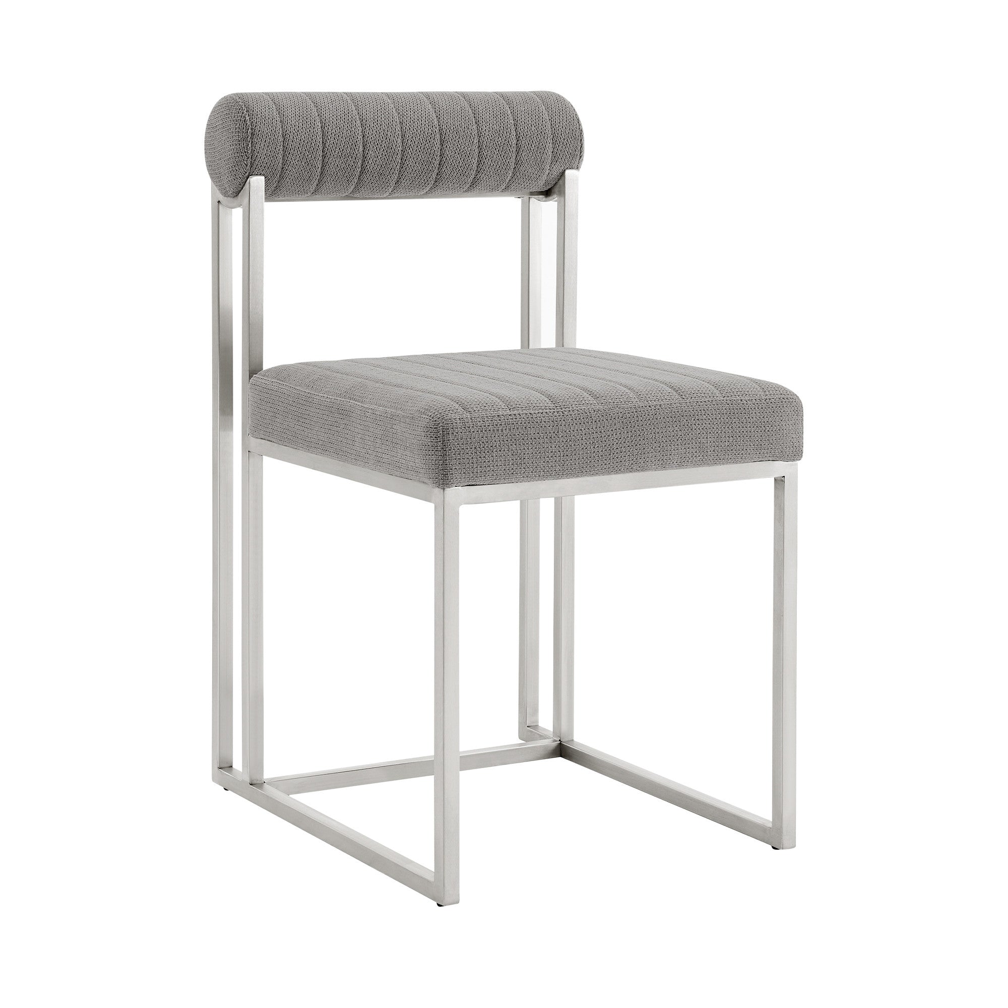 Set of Two Gray And Silver Upholstered Polyester Open Back Dining Side Chairs-0