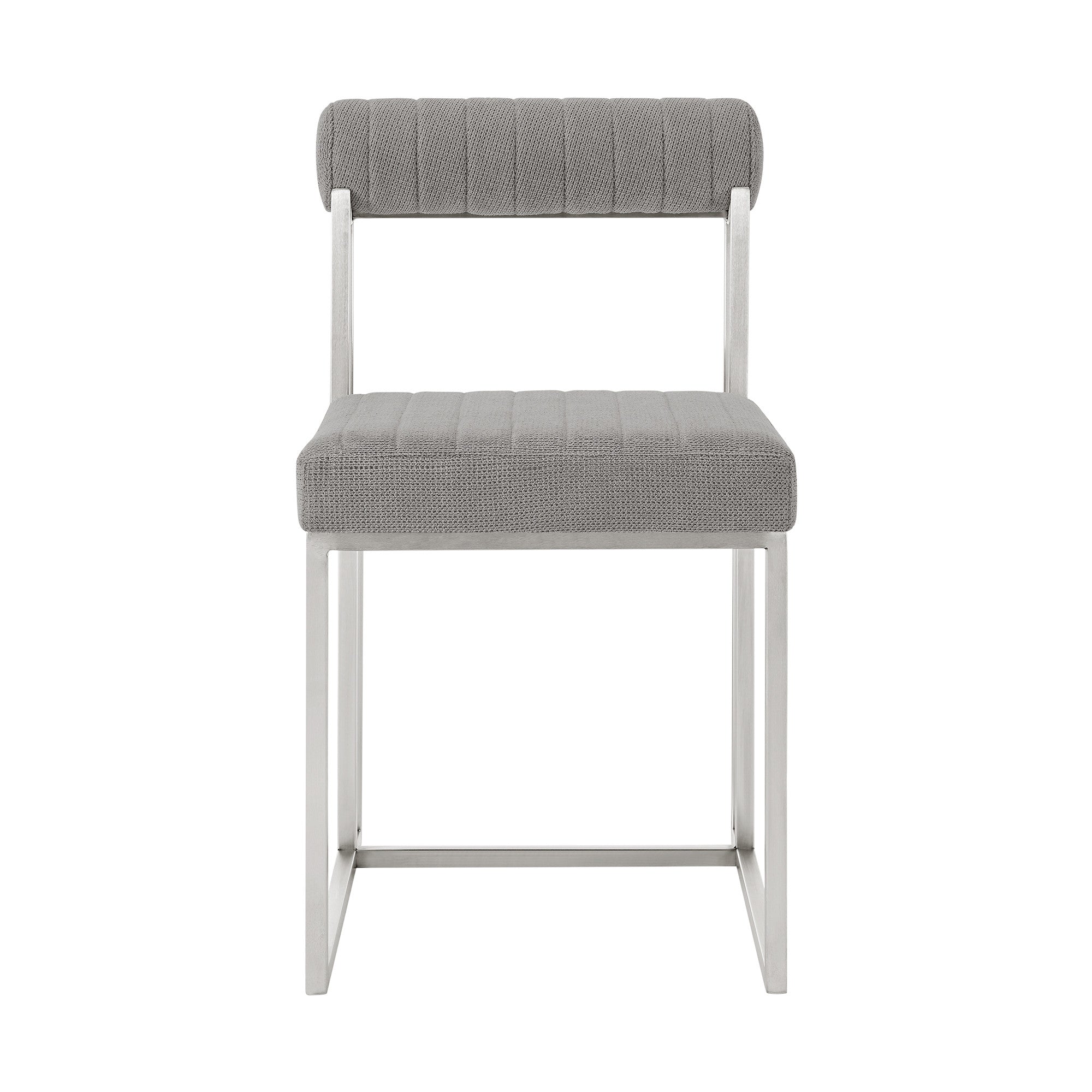 Set of Two Gray And Silver Upholstered Polyester Open Back Dining Side Chairs-2