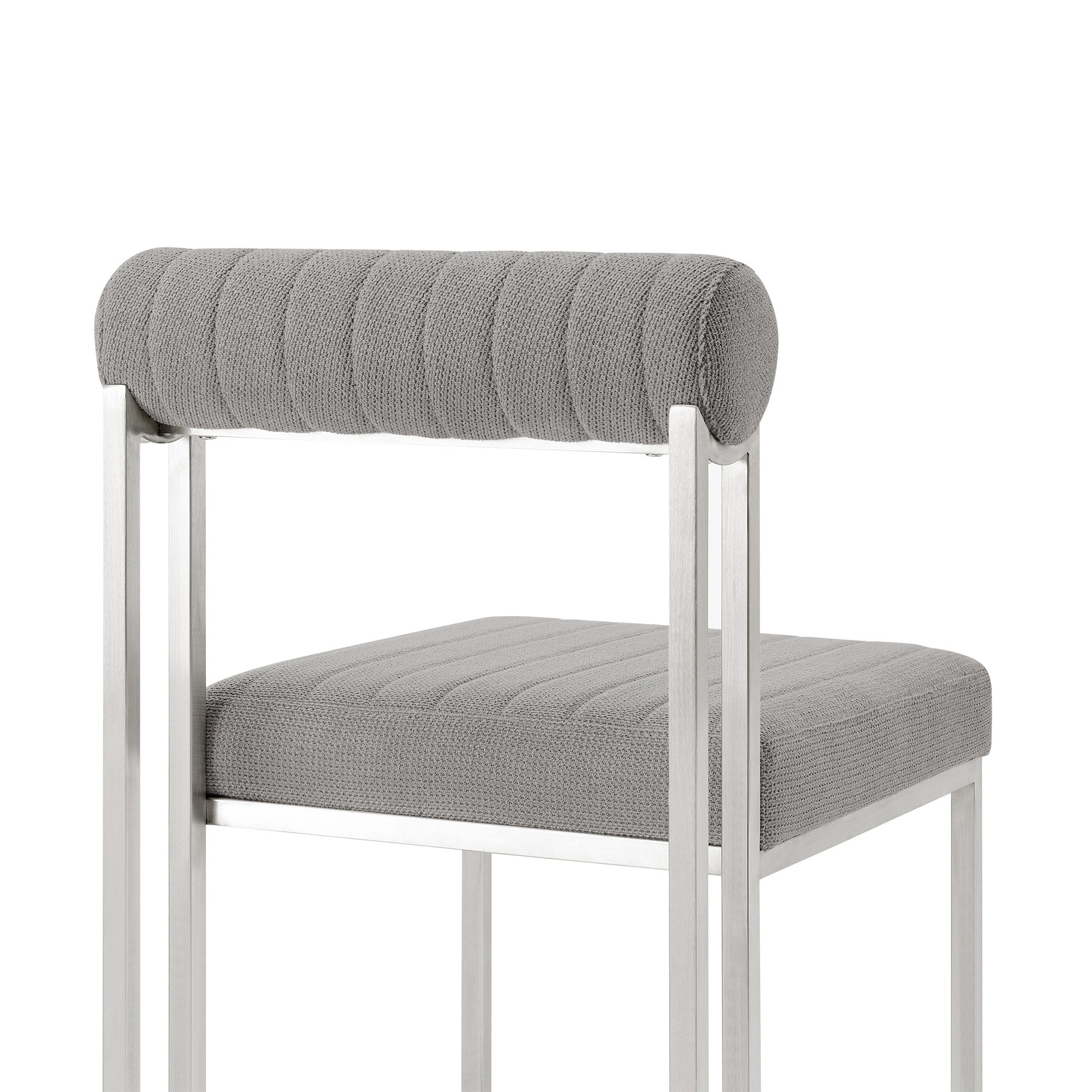 Set of Two Gray And Silver Upholstered Polyester Open Back Dining Side Chairs-8