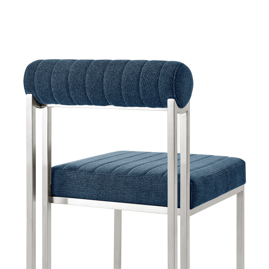 Set of Two Blue And Silver Upholstered Polyester Open Back Dining Side Chairs-8
