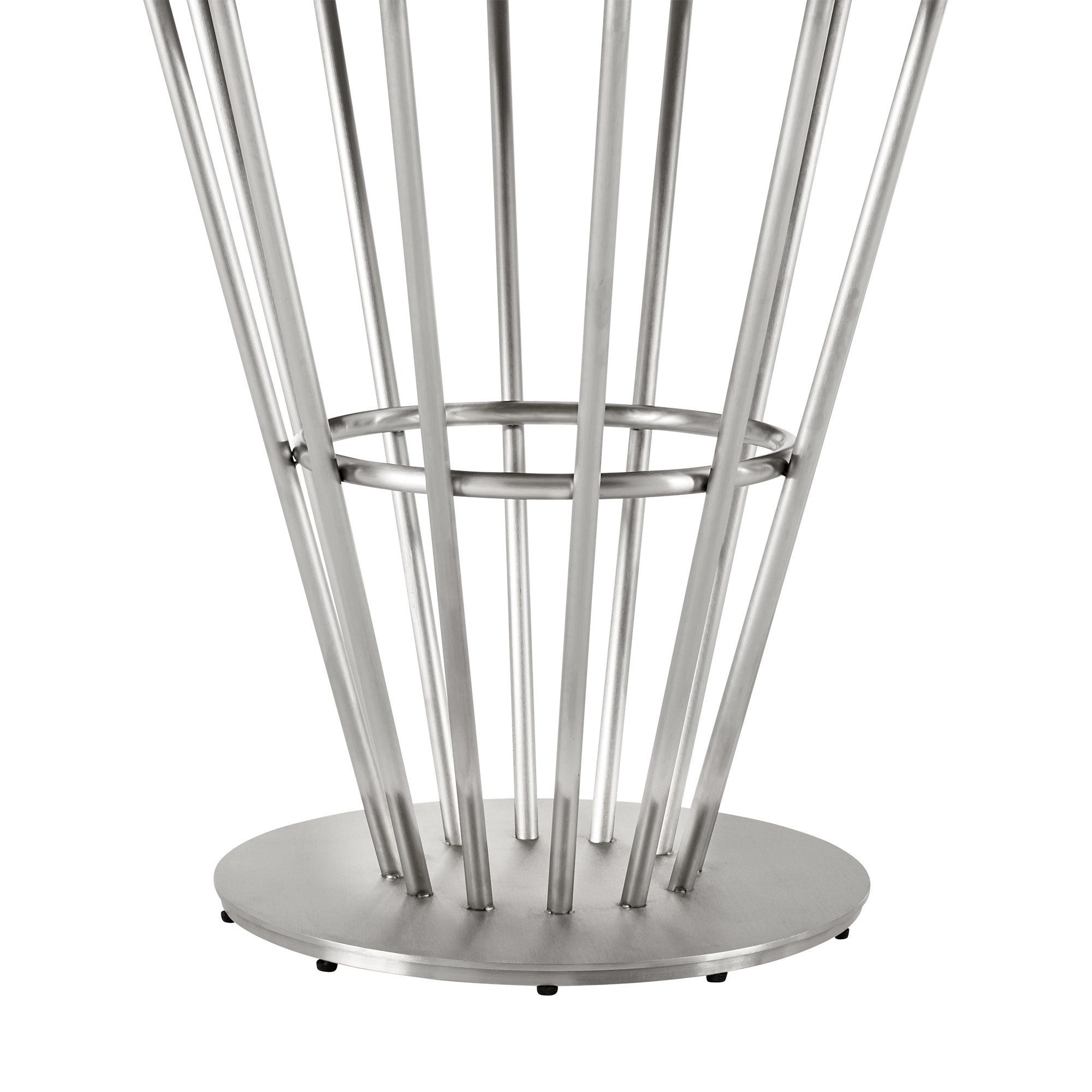 48" Clear And Silver Glass And Stainless Steel Pedestal Base Round Top Dining Table-7