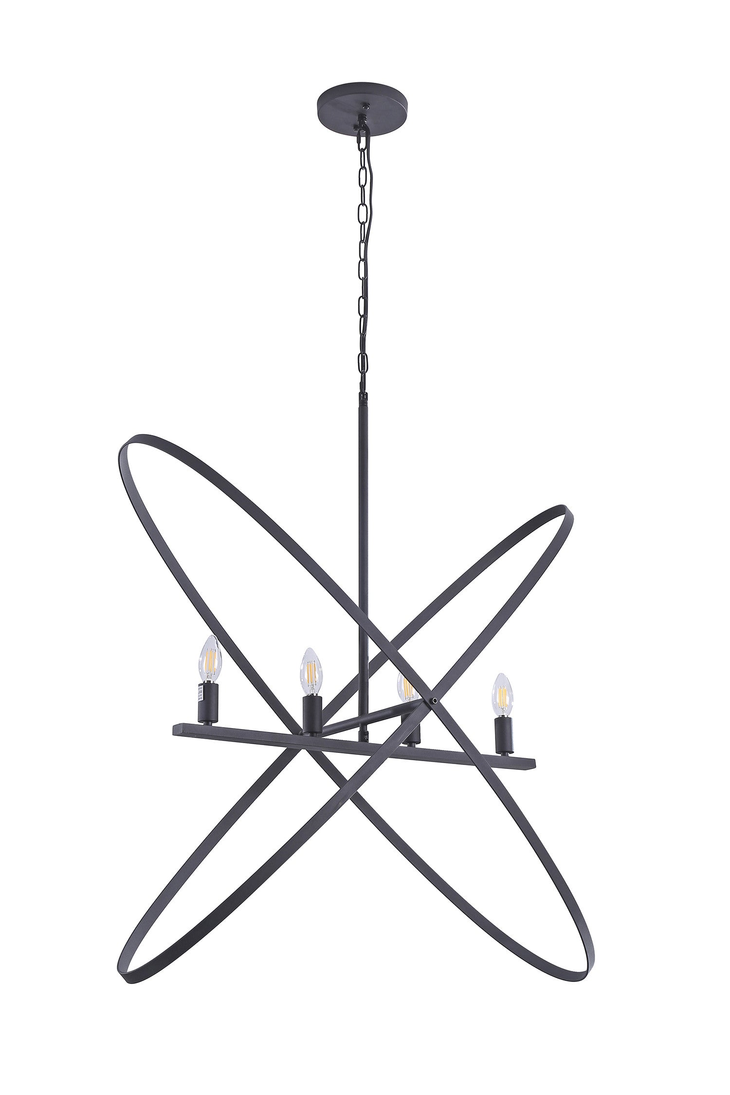 Black Unique Statement Four Light Metal Chandelier-1