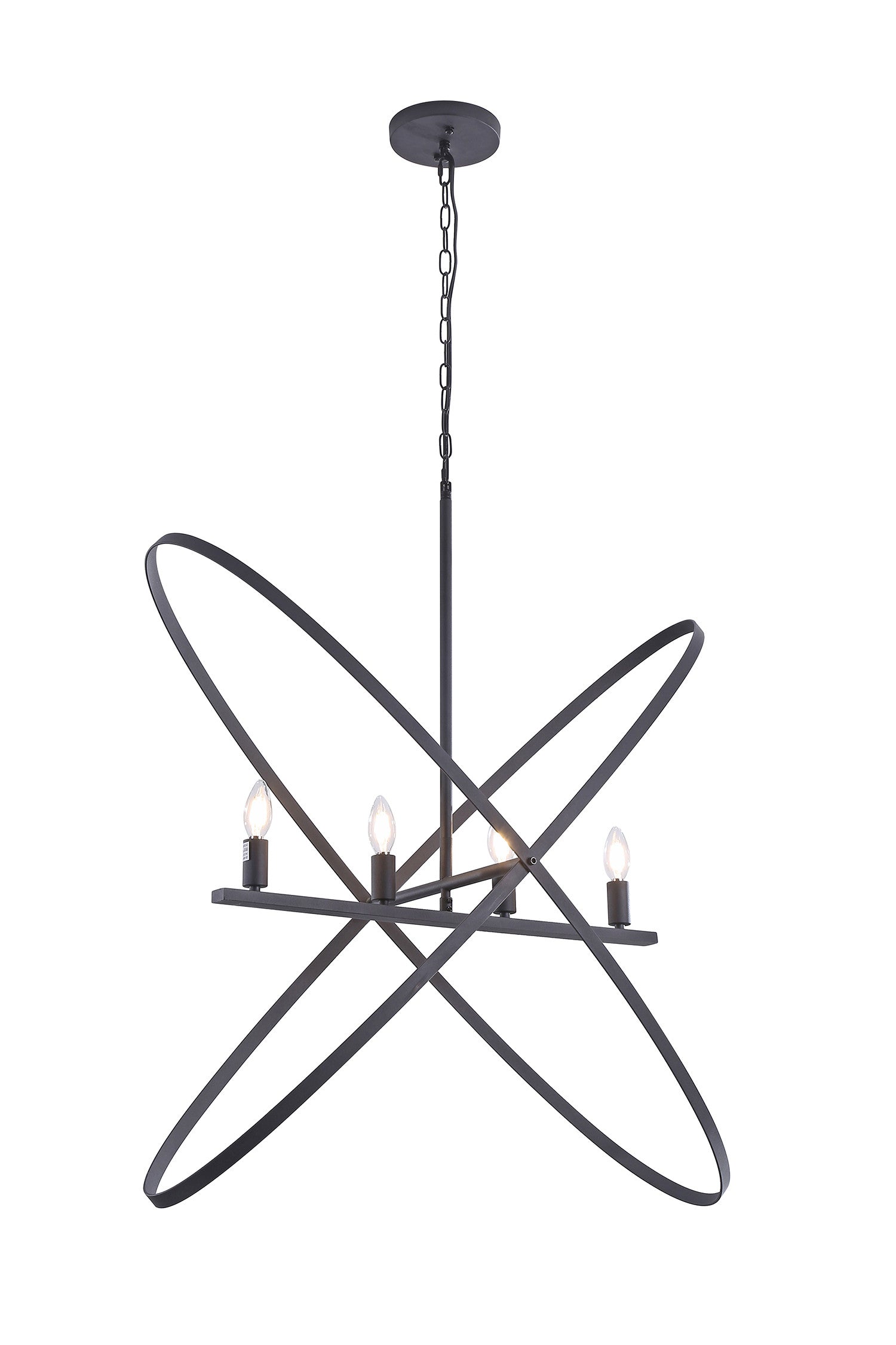 Black Unique Statement Four Light Metal Chandelier-2
