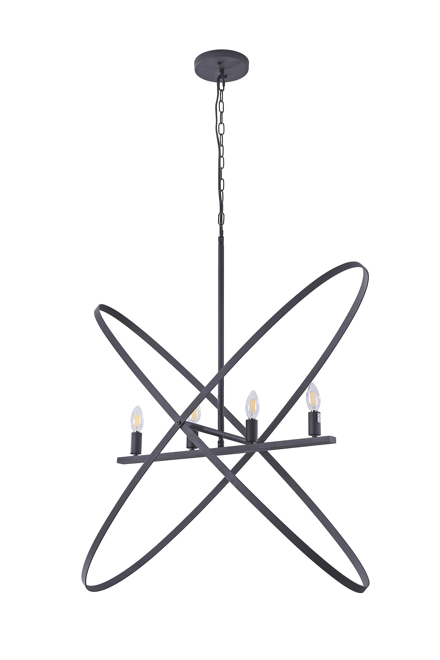 Black Unique Statement Four Light Metal Chandelier-3