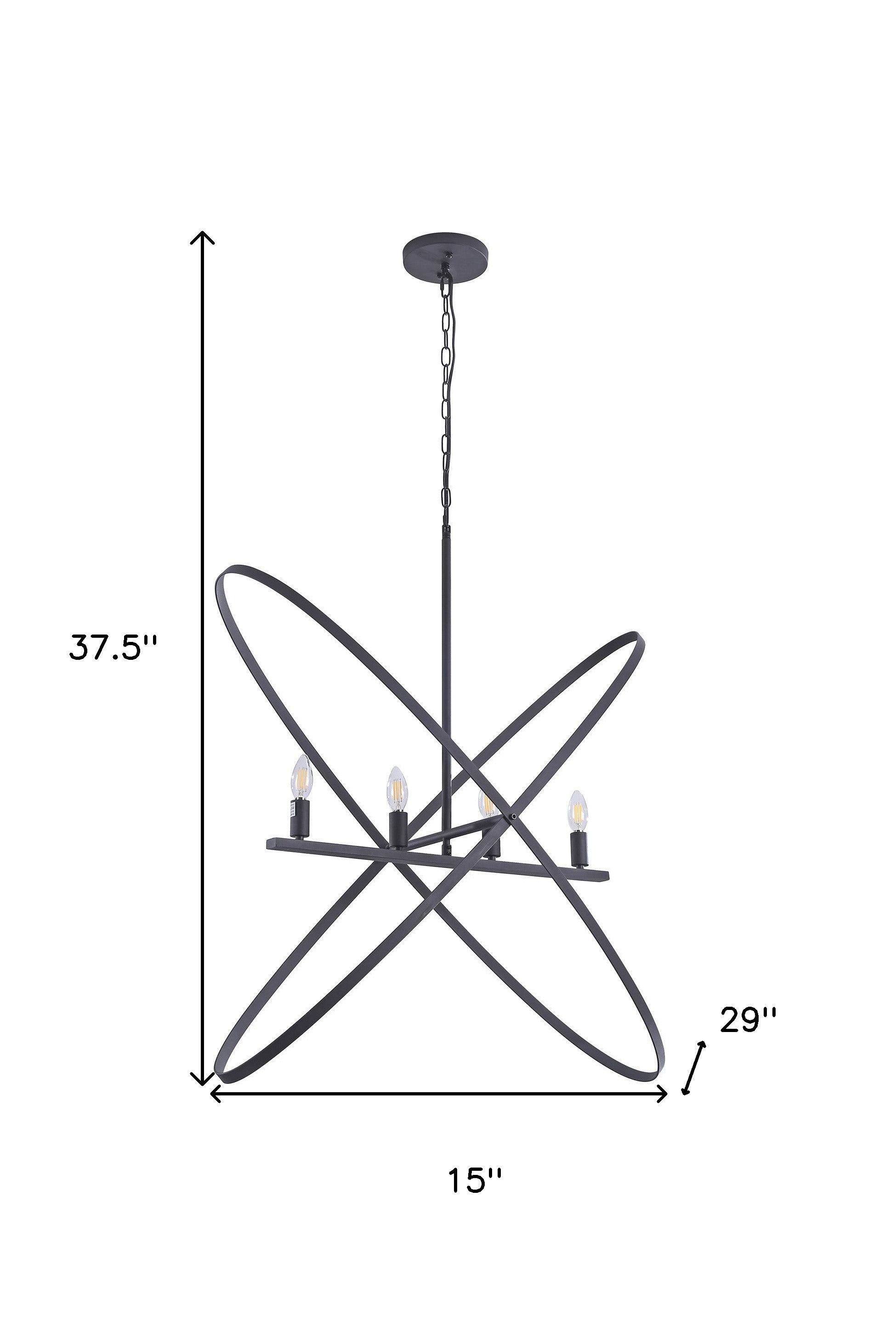 Black Unique Statement Four Light Metal Chandelier-8