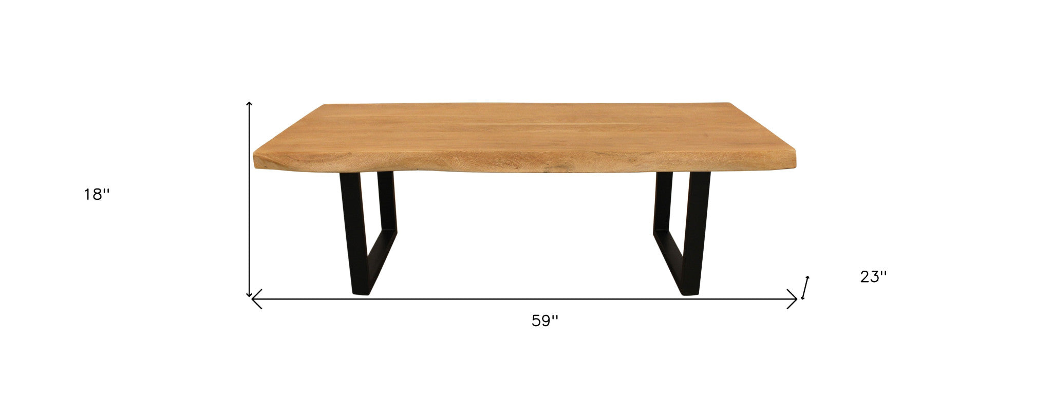 59" Natural And Black Solid Wood And Iron Live Edge Coffee Table-4