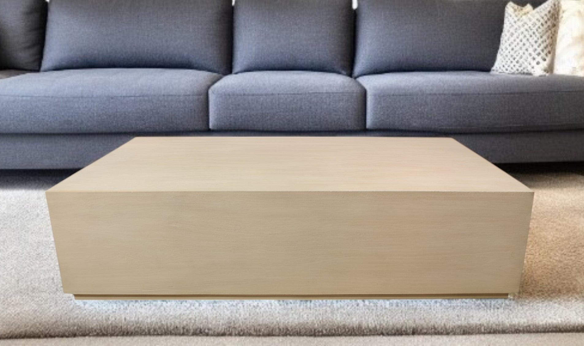 66" Natural Solid Wood Distressed Coffee Table-0