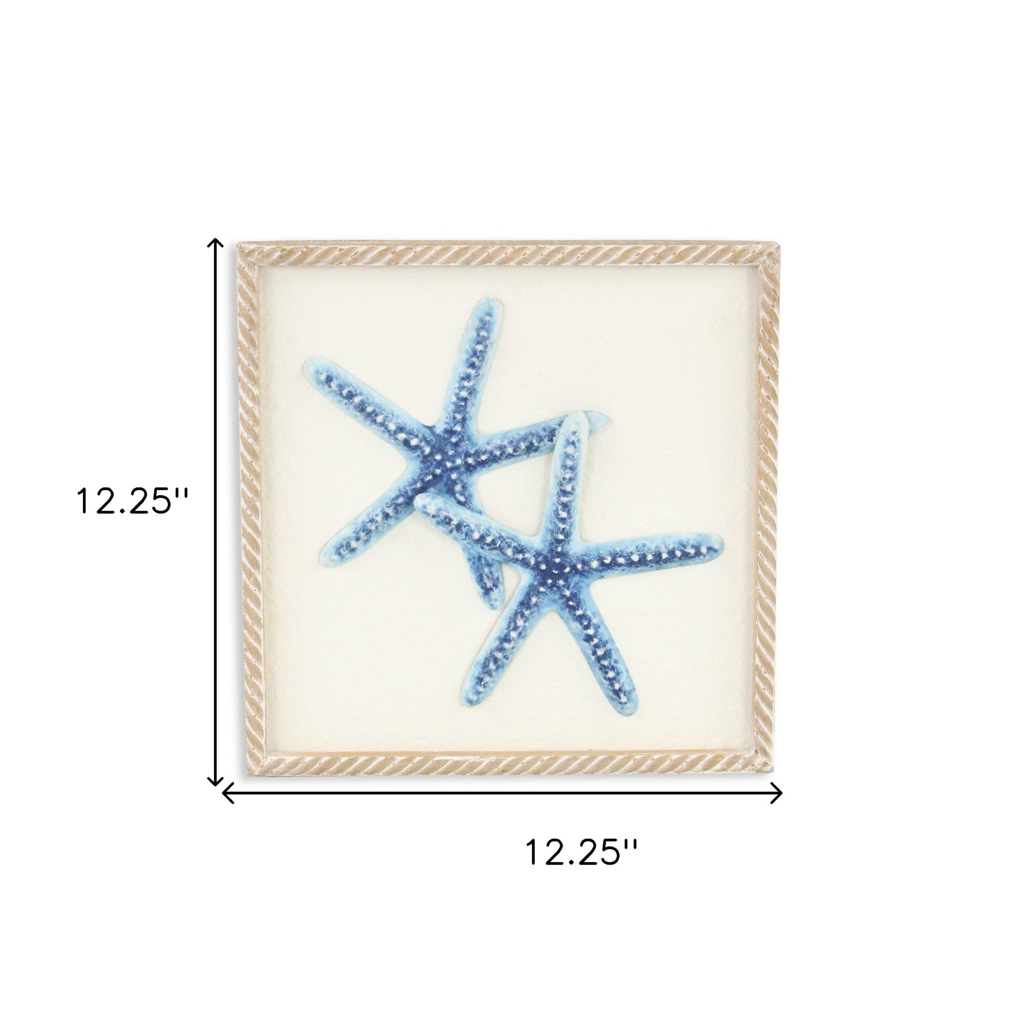 Blue and White Distressed Metal Starfish Framed Wall Art-8