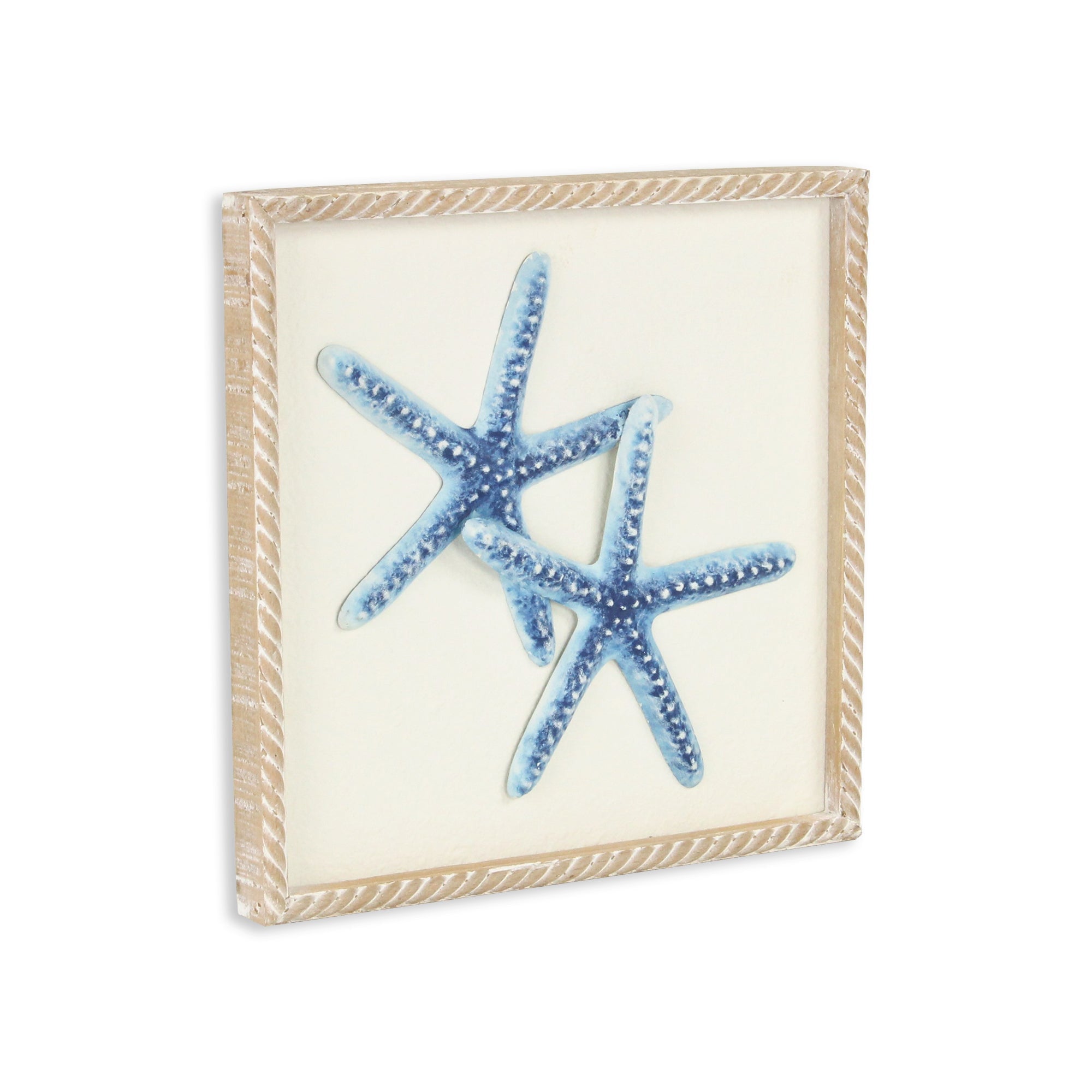 Blue and White Distressed Metal Starfish Framed Wall Art-2