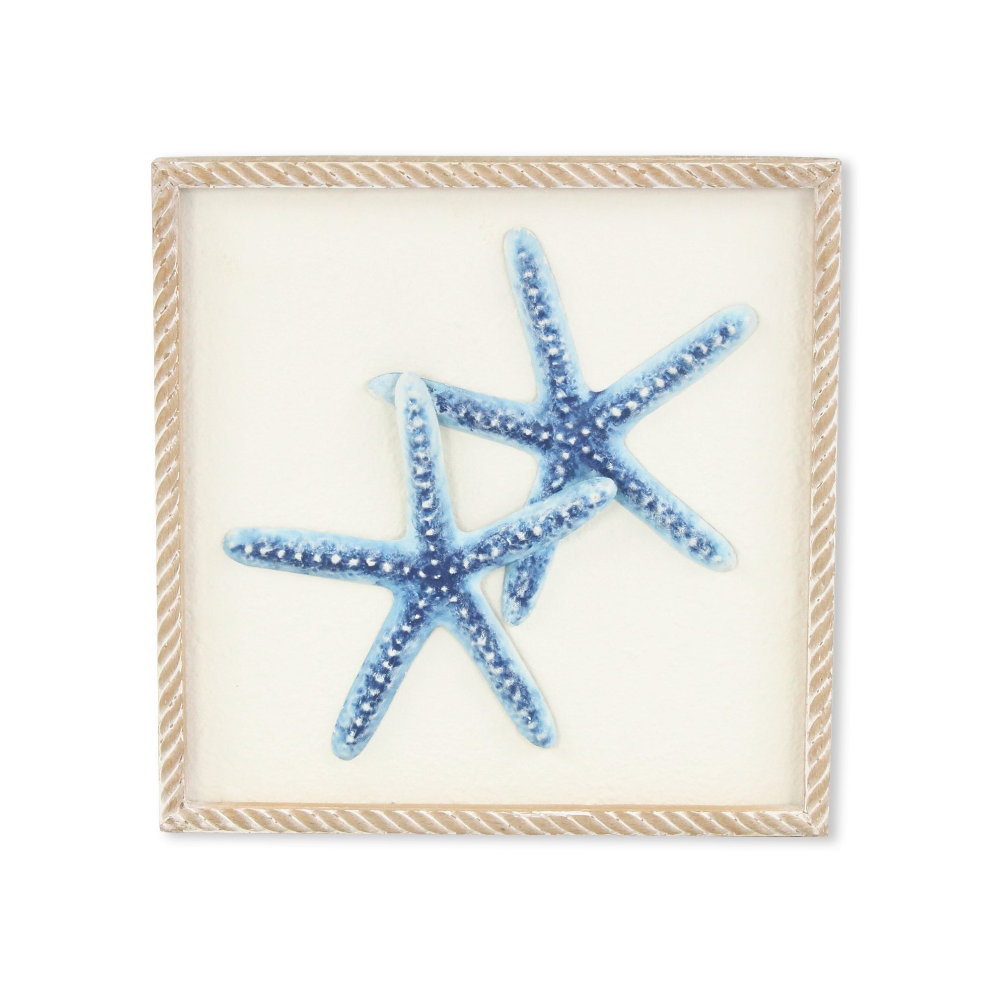 Blue and White Distressed Metal Starfish Framed Wall Art-4