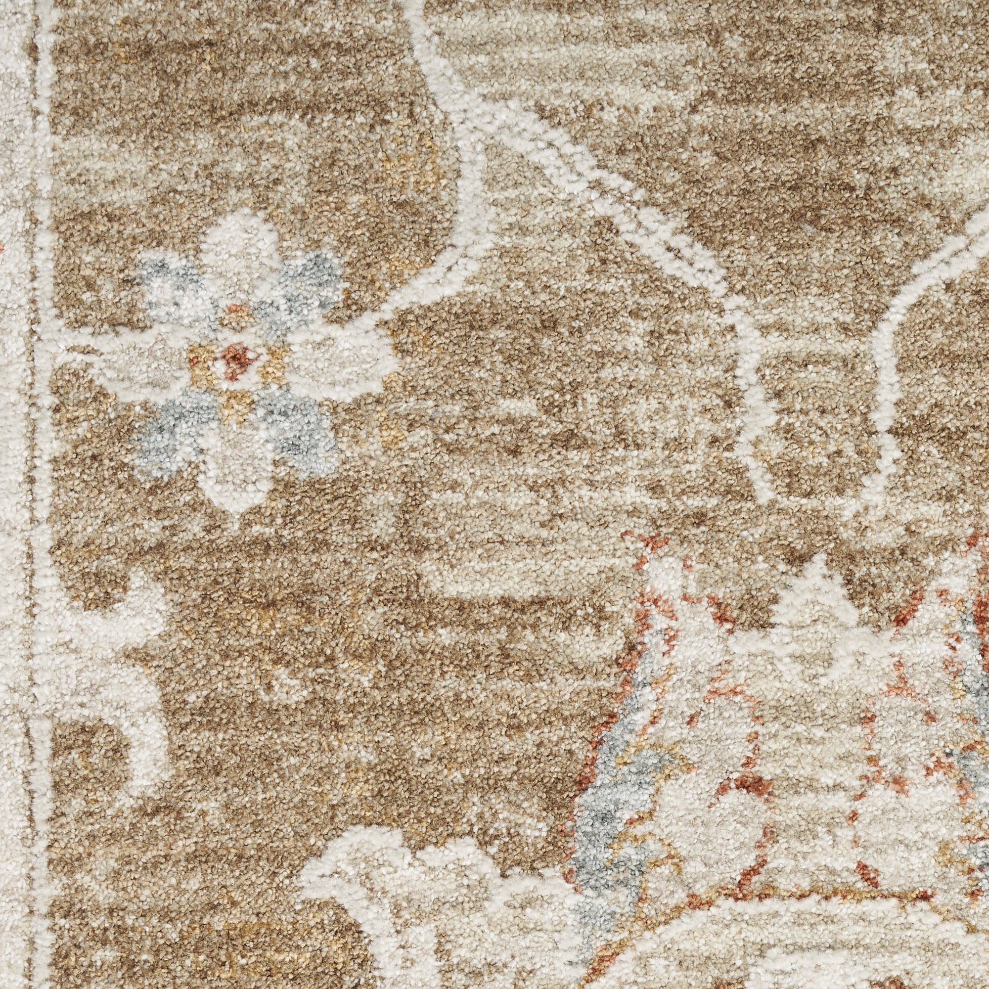 5' X 8' Brown Floral Power Loom Distressed Area Rug-2