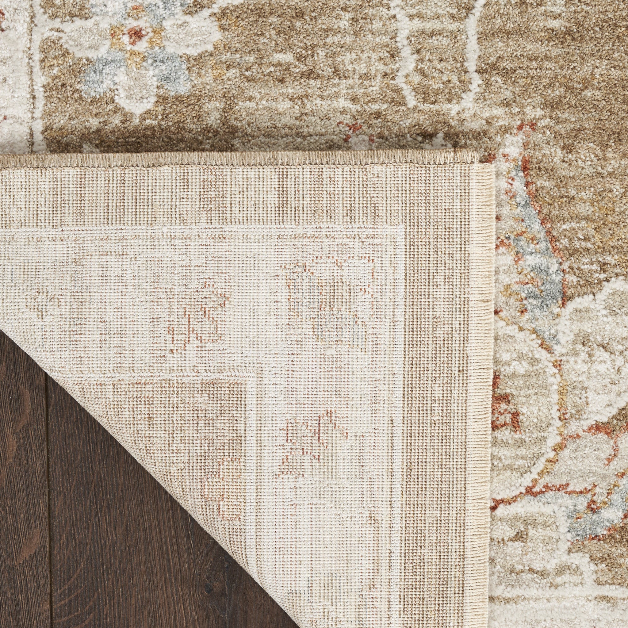 5' X 8' Brown Floral Power Loom Distressed Area Rug-8