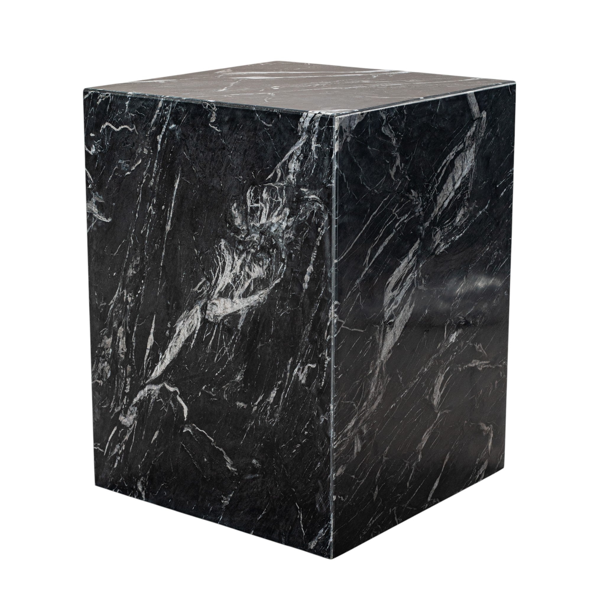20" Black Marble Square Block End Table-1