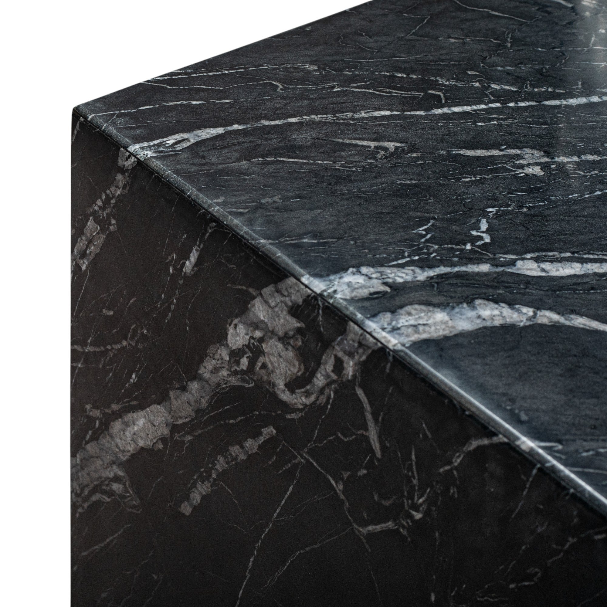 20" Black Marble Square Block End Table-5