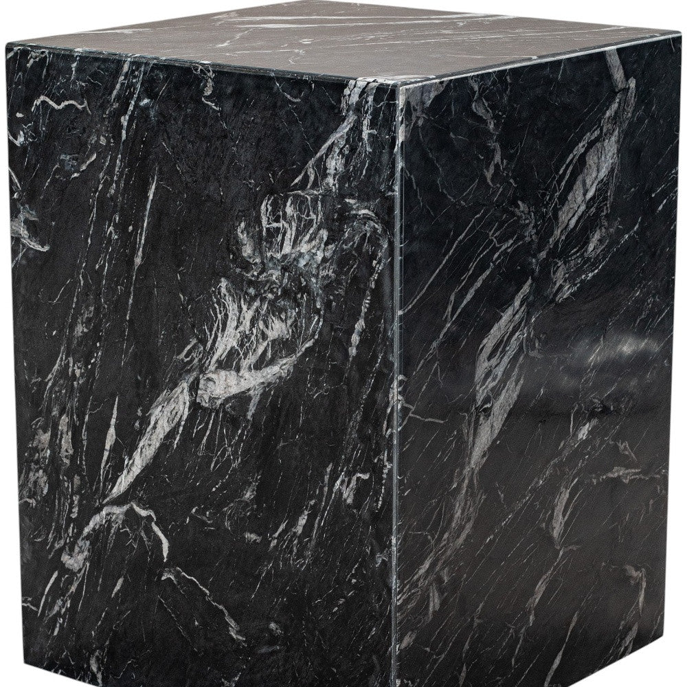 20" Black Marble Square Block End Table-7