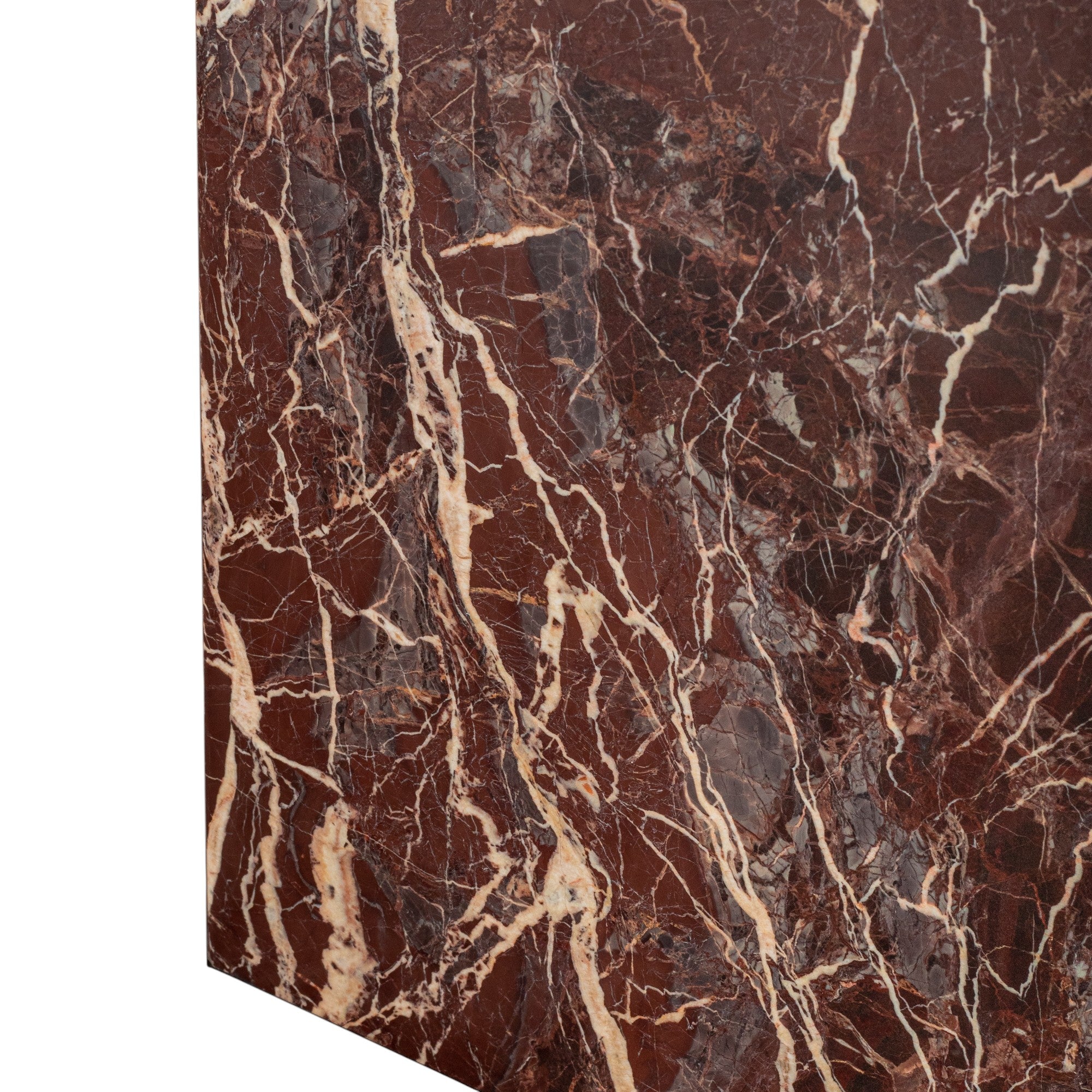 20" Red Marble Square Block End Table-8