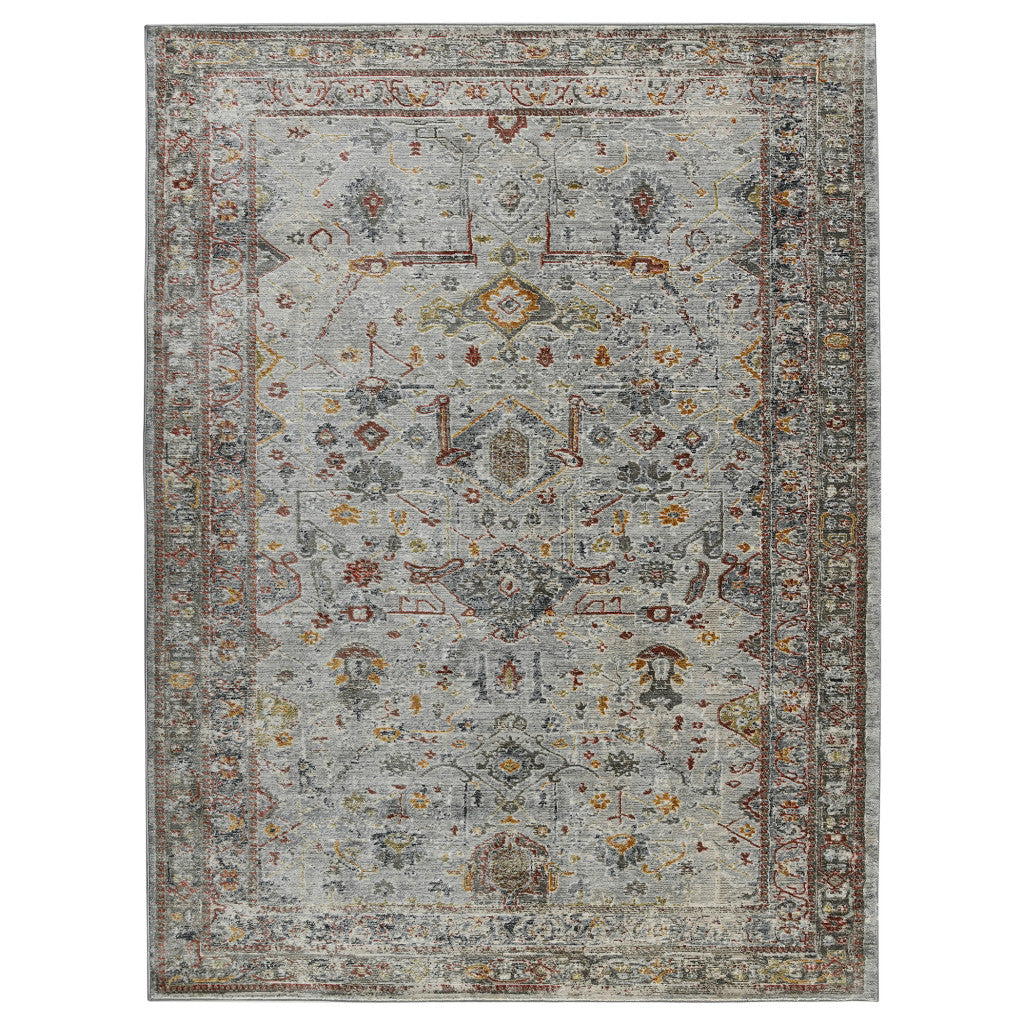 3' X 5' Gray Rust And Brown Medallion Area Rug-1