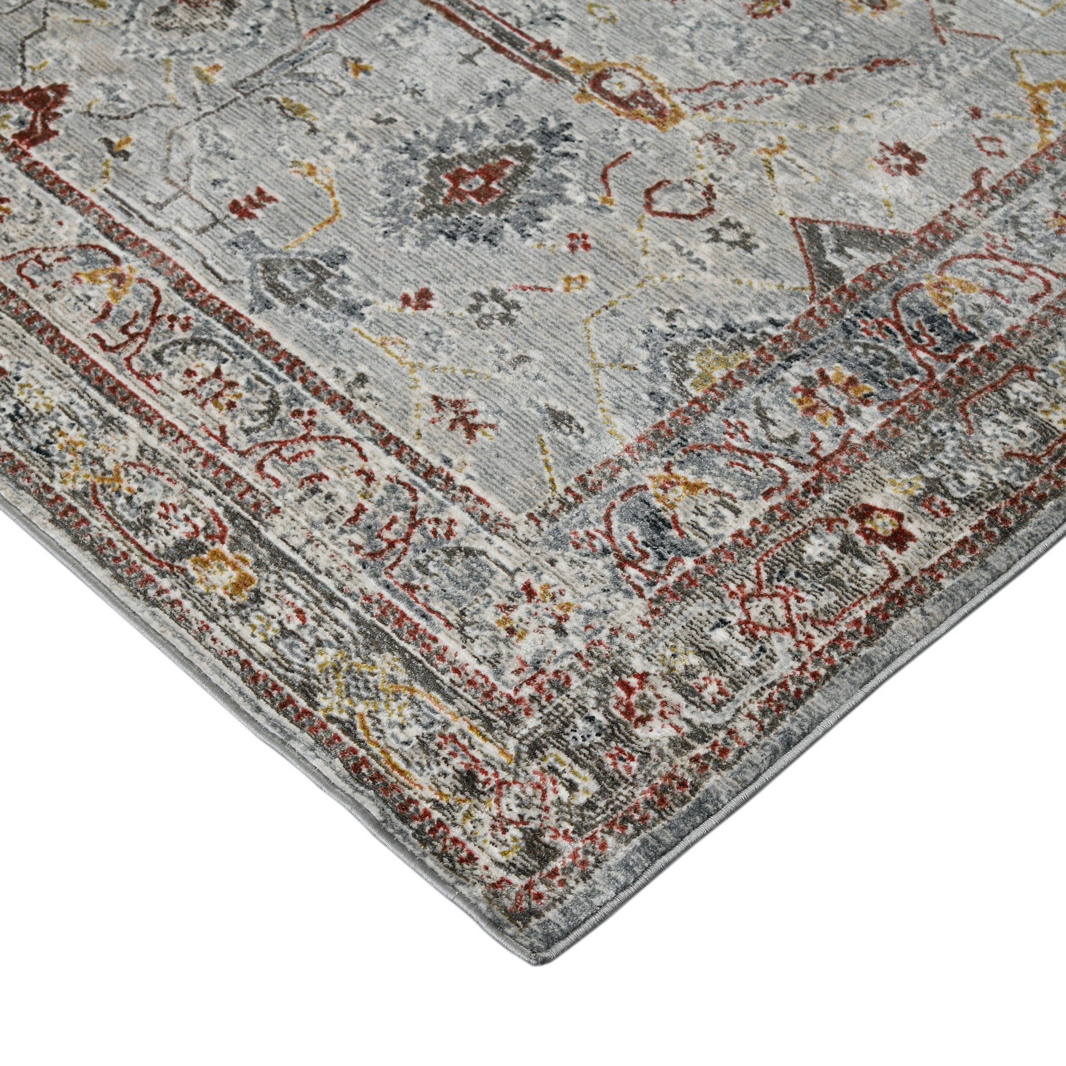 3' X 5' Gray Rust And Brown Medallion Area Rug-6