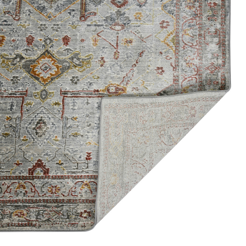 3' X 5' Gray Rust And Brown Medallion Area Rug-8