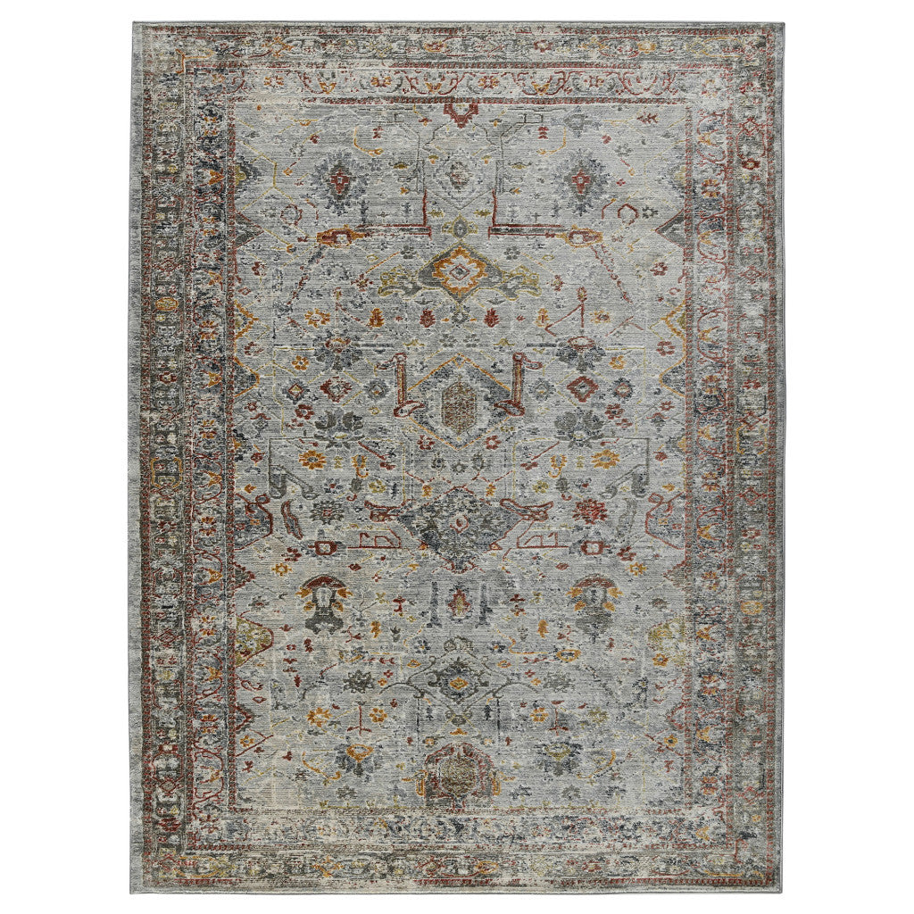 3' X 5' Gray Rust And Brown Medallion Area Rug-4