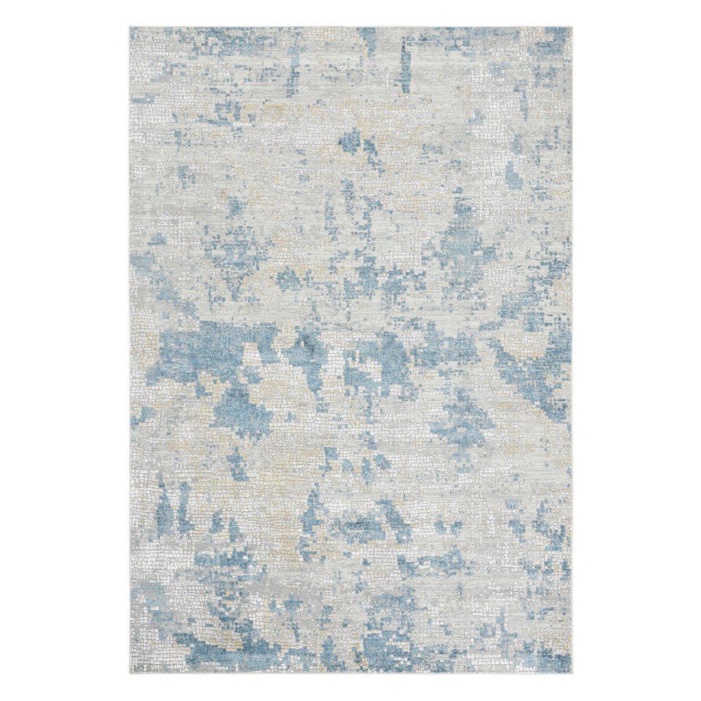 5' X 8' Ivory And Sky Blue Abstract Area Rug-1