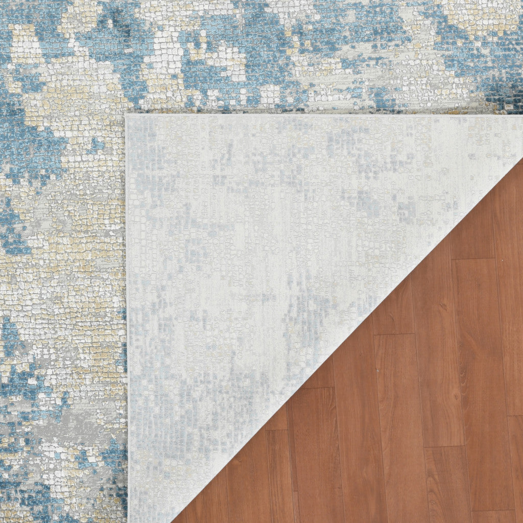 5' X 8' Ivory And Sky Blue Abstract Area Rug-5