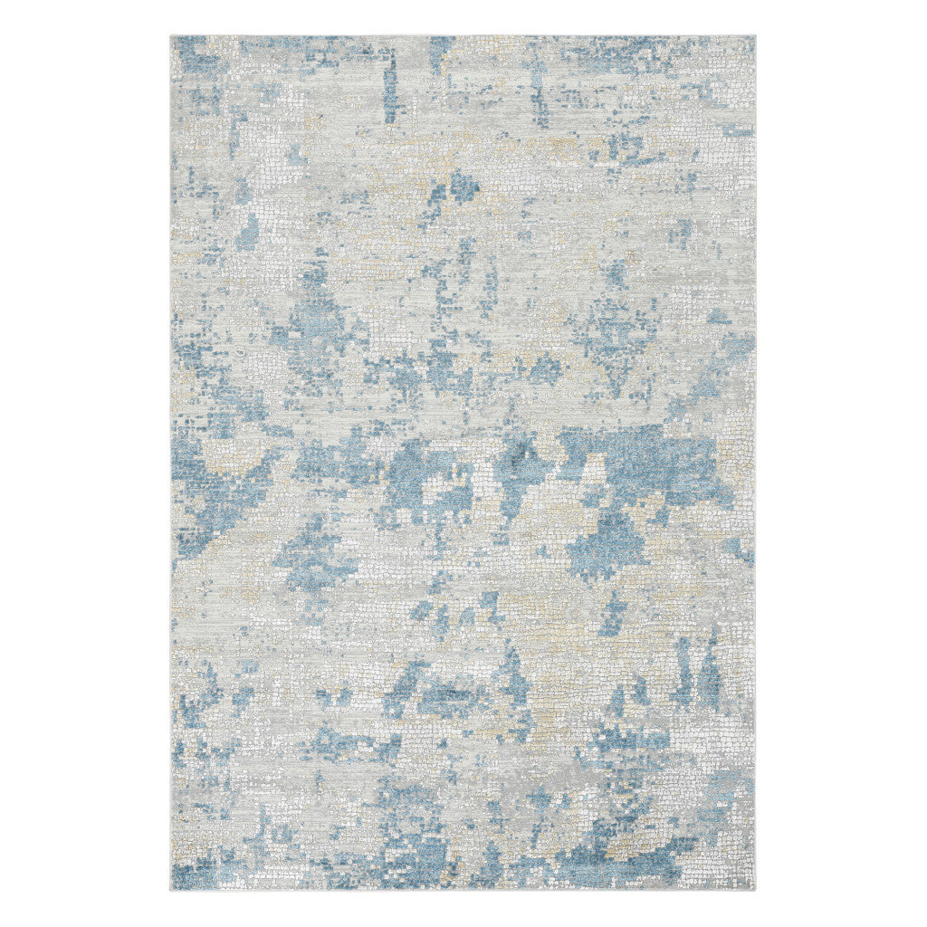 5' X 8' Ivory And Sky Blue Abstract Area Rug-4