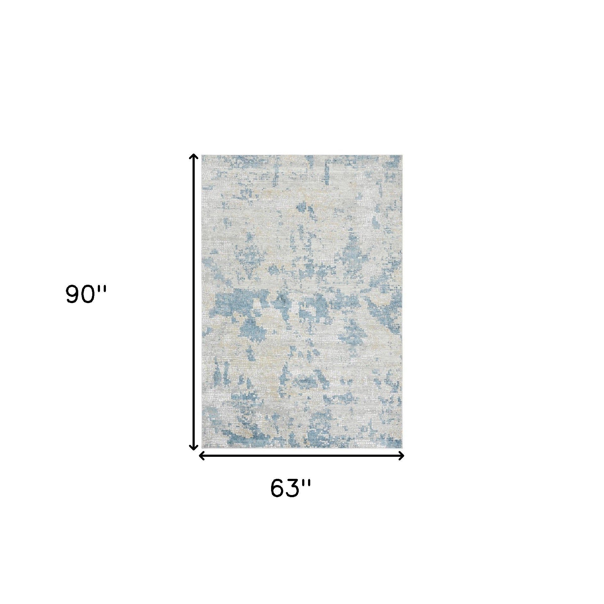 5' X 8' Ivory And Sky Blue Abstract Area Rug-2