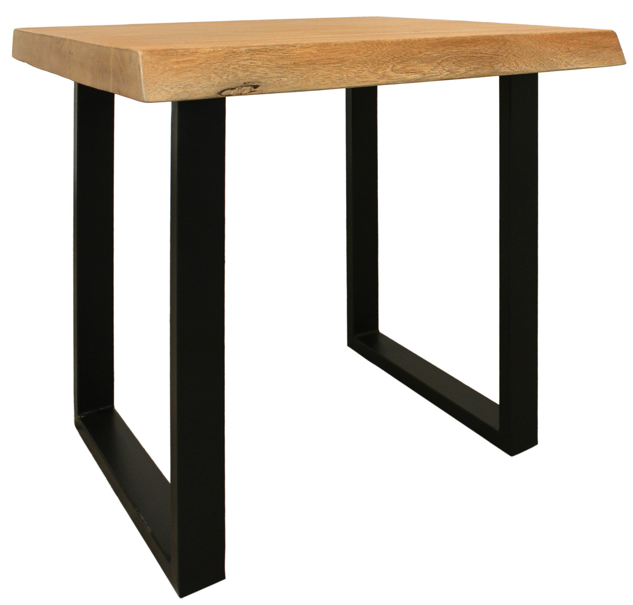 24" Black And Natural Distressed Solid Wood And Iron Square End Table-2