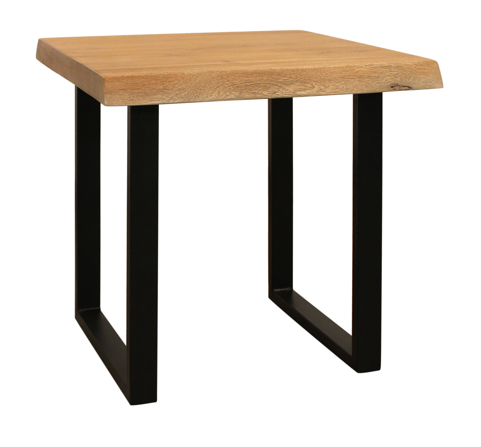 24" Black And Natural Distressed Solid Wood And Iron Square End Table-3