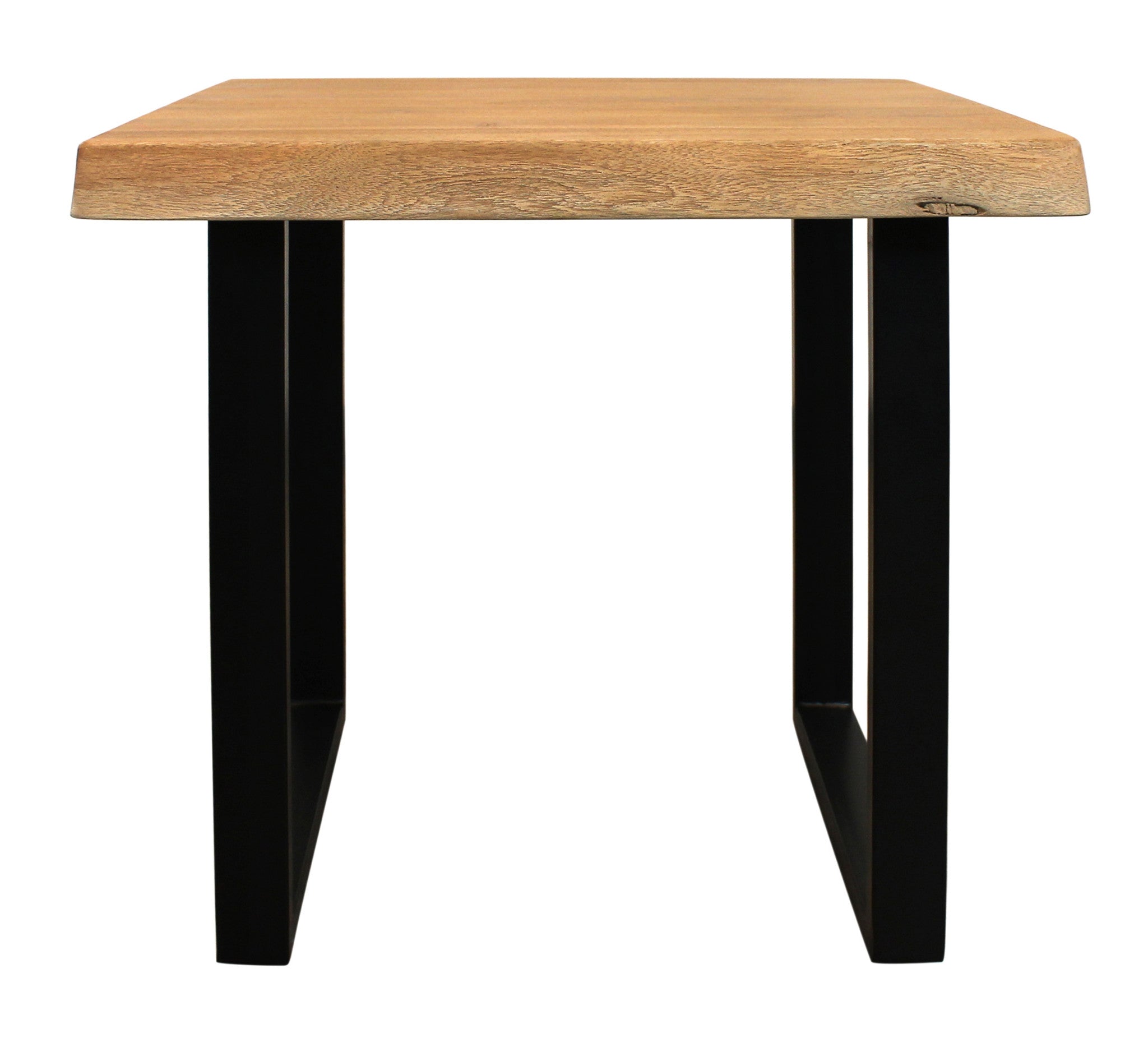 24" Black And Natural Distressed Solid Wood And Iron Square End Table-1