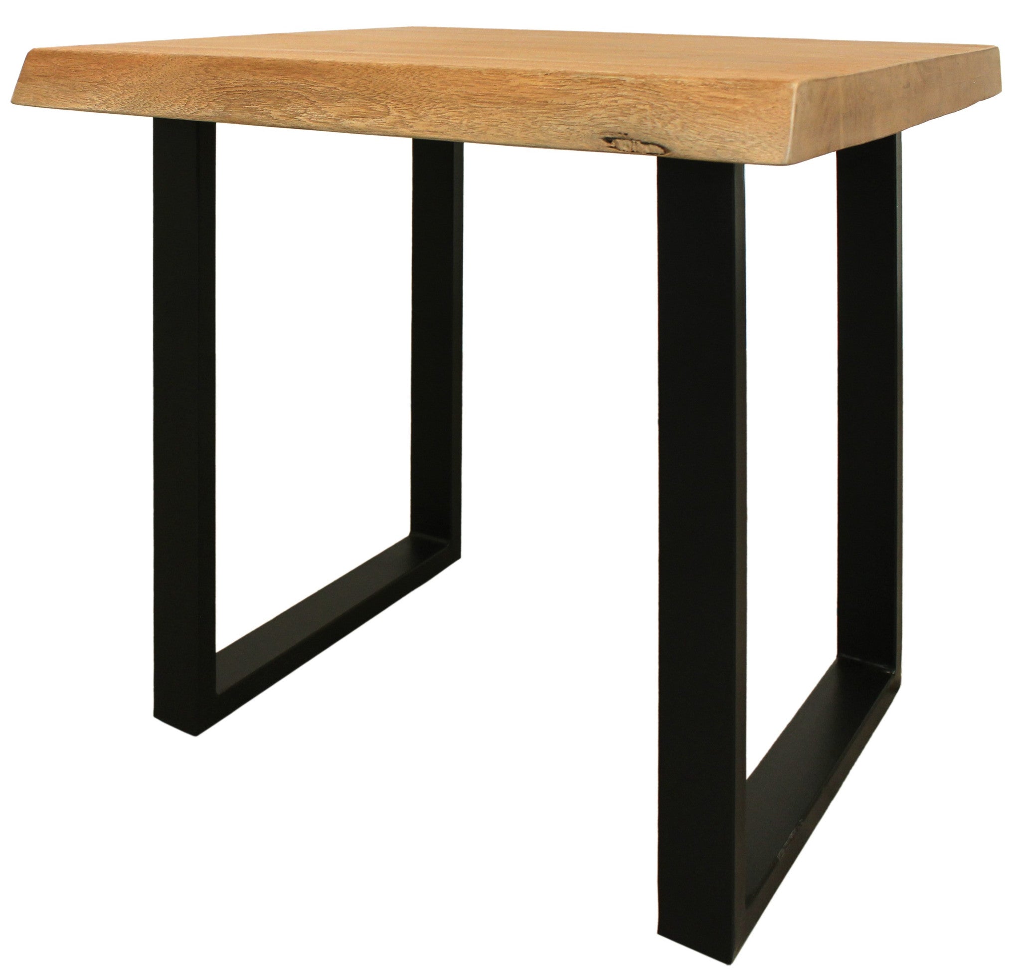 24" Black And Natural Distressed Solid Wood And Iron Square End Table-5