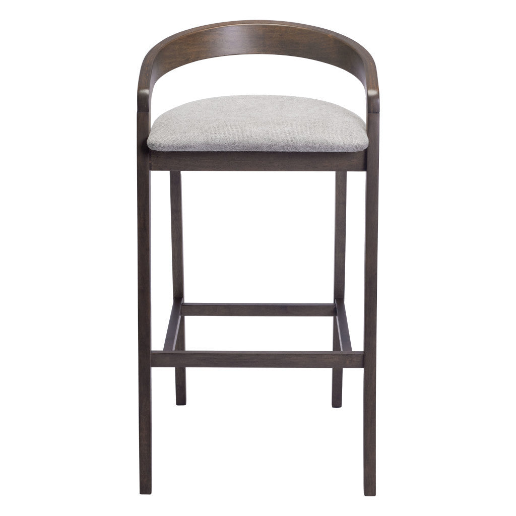 Set of Two 31" Gray and Espresso Fabric and Solid Wood Low Back Bar Height Bar Chairs-2