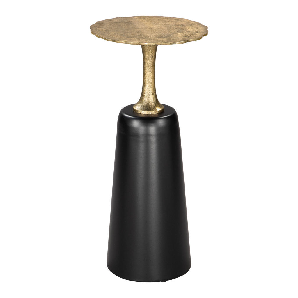 26" Gold and Black Aluminum and Iron Round Pedestal End Table-4