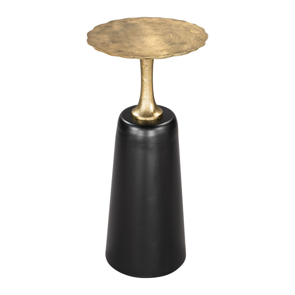 26" Gold and Black Aluminum and Iron Round Pedestal End Table-5