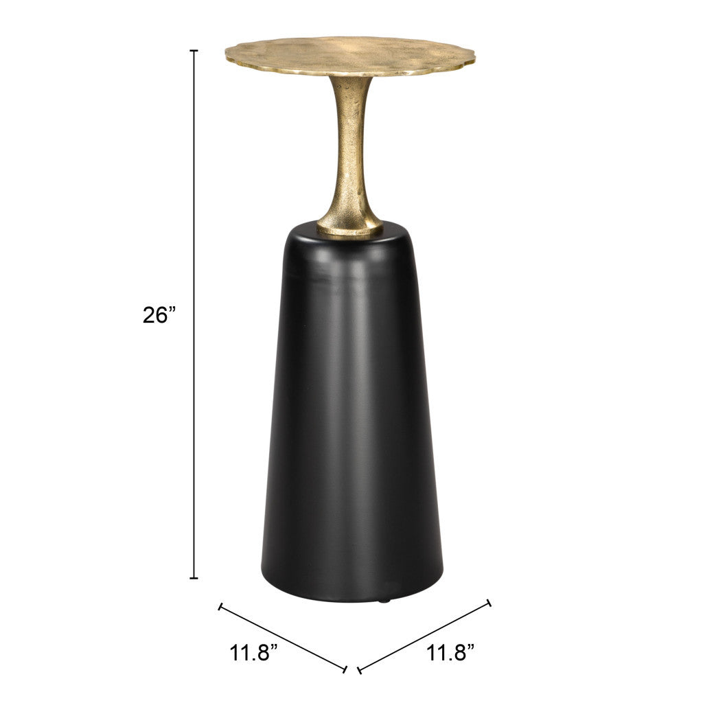 26" Gold and Black Aluminum and Iron Round Pedestal End Table-8