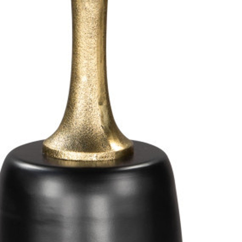 26" Gold and Black Aluminum and Iron Round Pedestal End Table-6