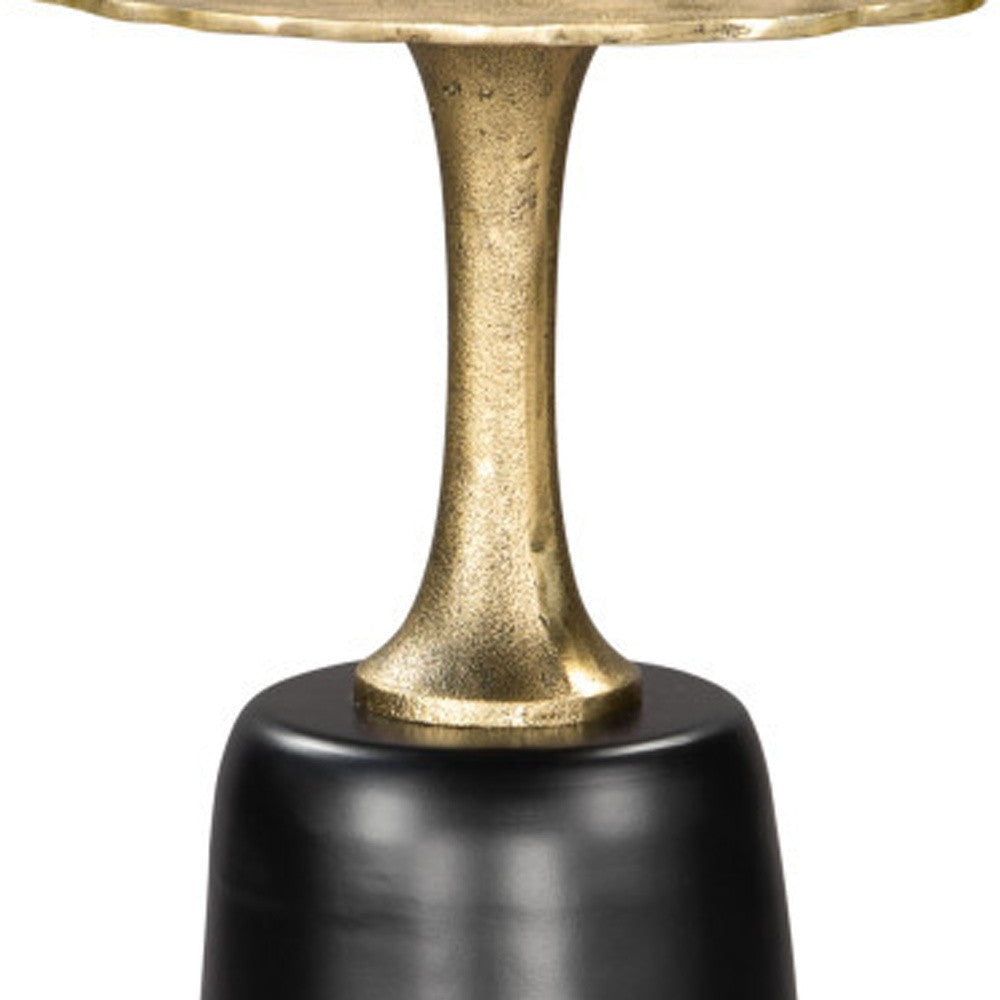 26" Gold and Black Aluminum and Iron Round Pedestal End Table-7