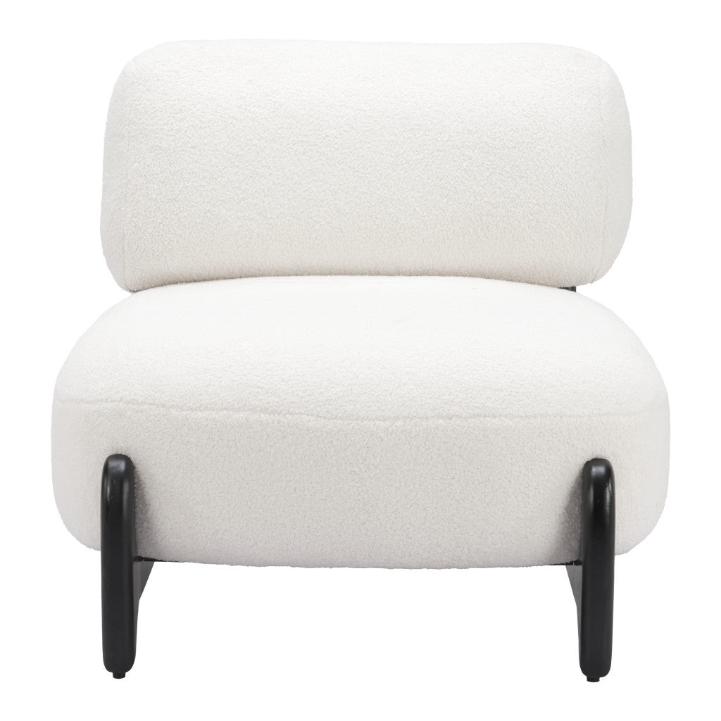 30" White And Black Sherpa And Upholstered Side Chair-2