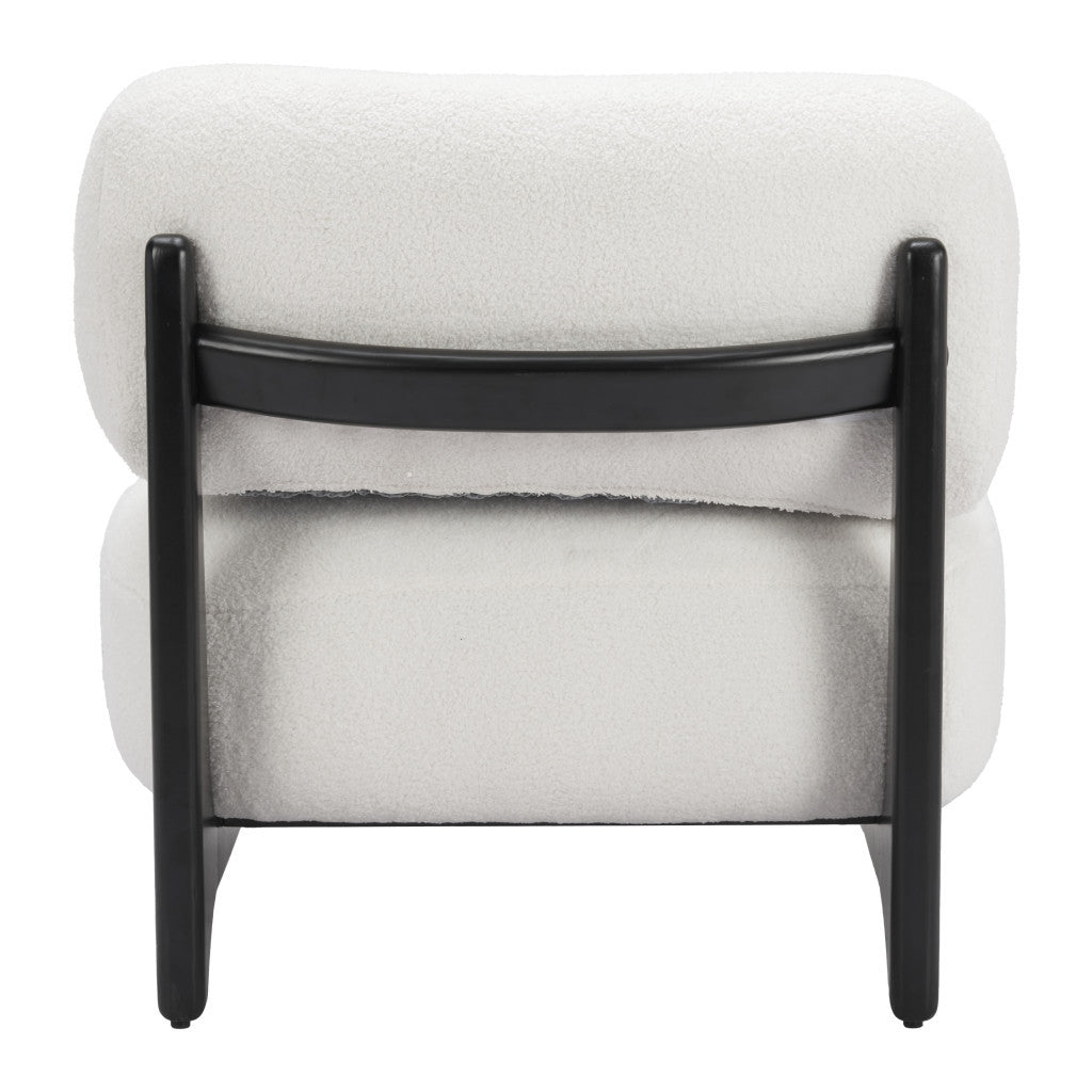 30" White And Black Sherpa And Upholstered Side Chair-3