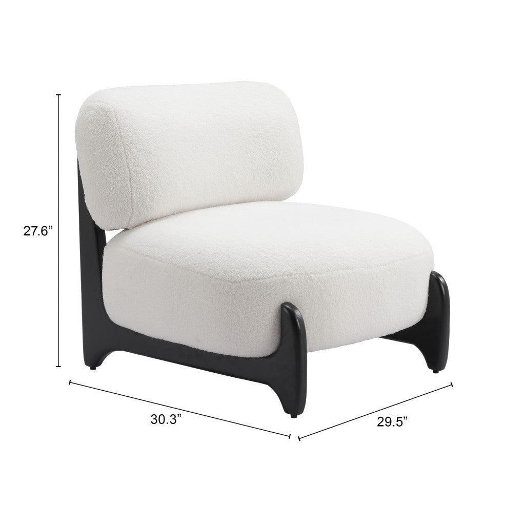 30" White And Black Sherpa And Upholstered Side Chair-8