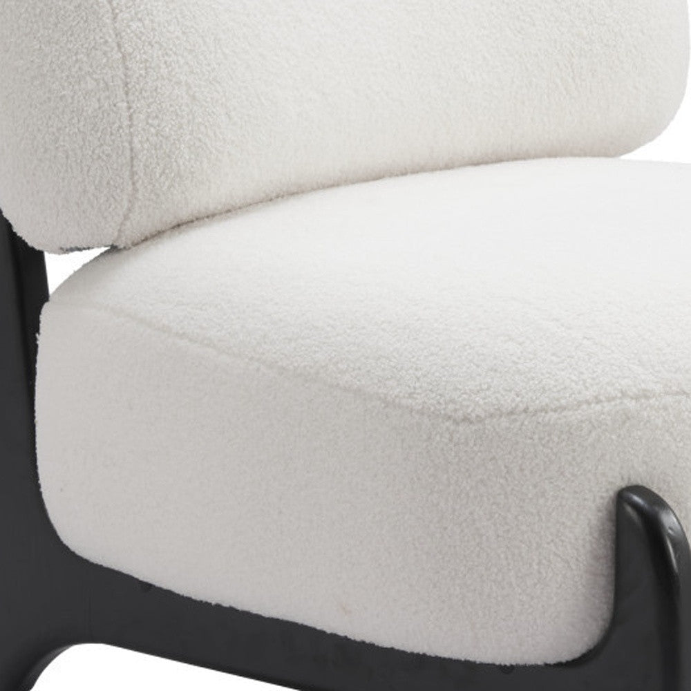 30" White And Black Sherpa And Upholstered Side Chair-6