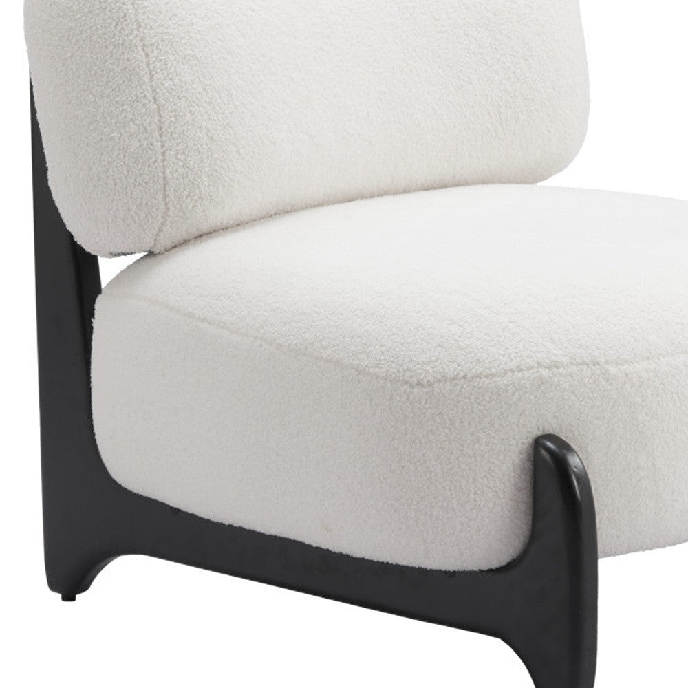 30" White And Black Sherpa And Upholstered Side Chair-7