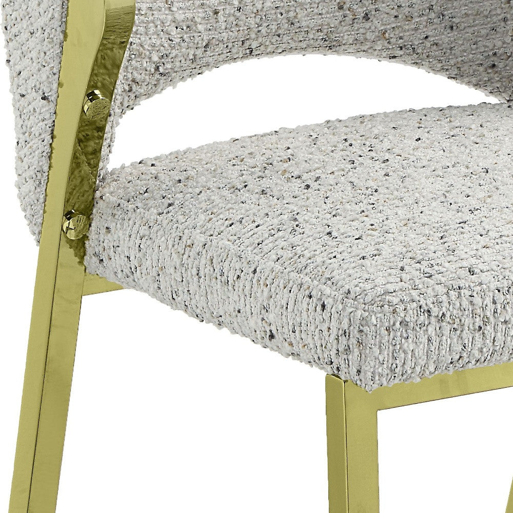 Beige and Gold Upholstered Boucle Wing Back Dining Side Chair-6