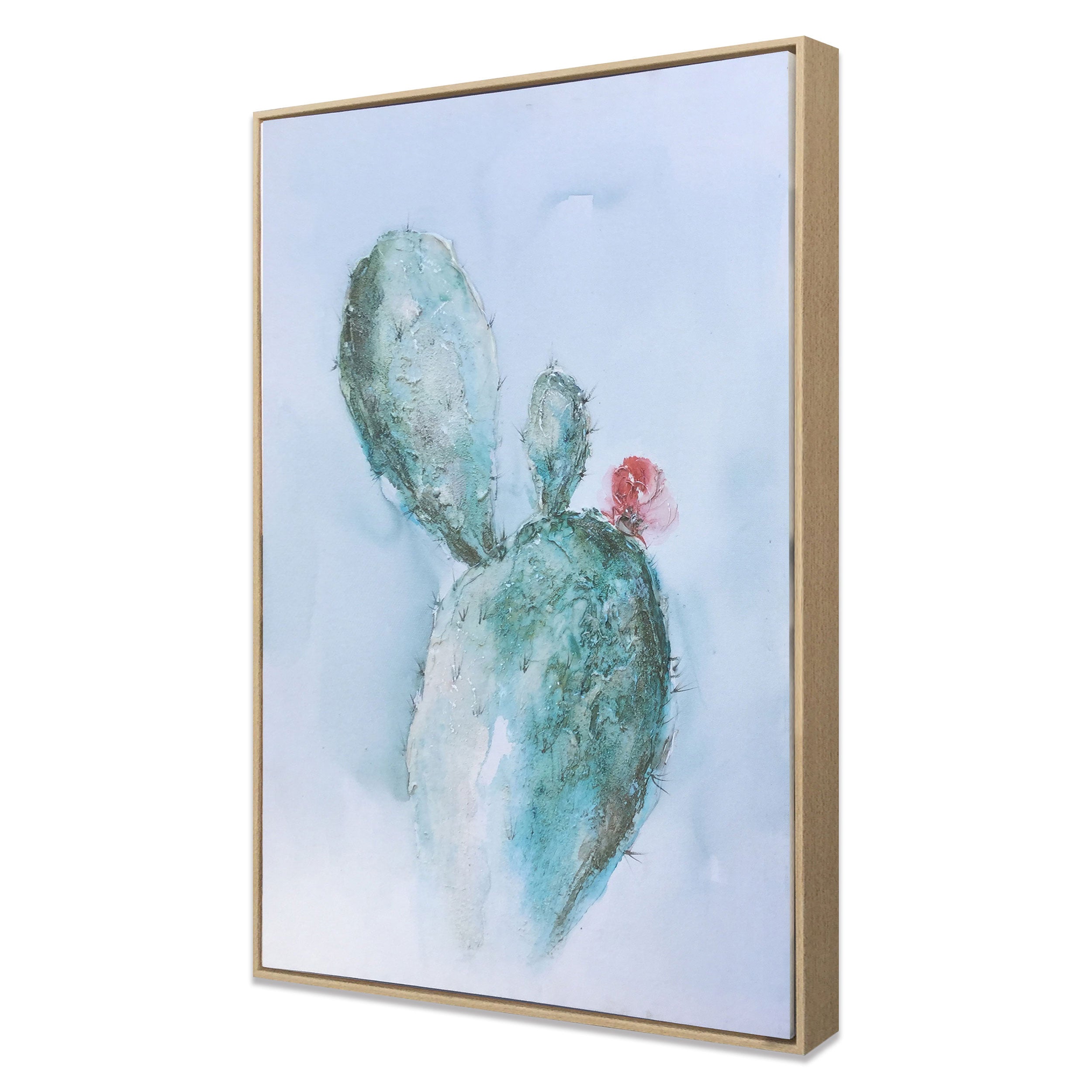 Desert Bloom Hand Painted Brown Floater Frame Wall Art-2