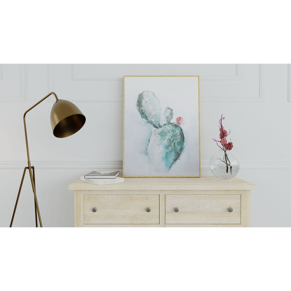 Desert Bloom Hand Painted Brown Floater Frame Wall Art-5